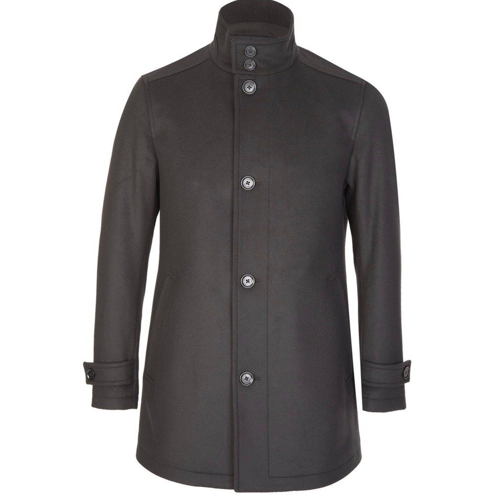 Hugo Boss Camlow Men's 38R Black Virgin Wool Cashmere Zip Button Coat Jacket